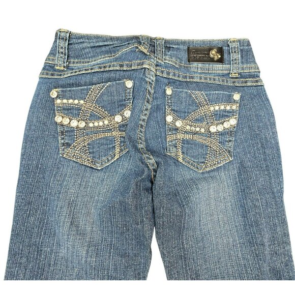 CEst Toi Juniors Capri Jeans Rhinestone Pocket Designs Size 3 Stretch JJ3999 - Picture 8 of 10